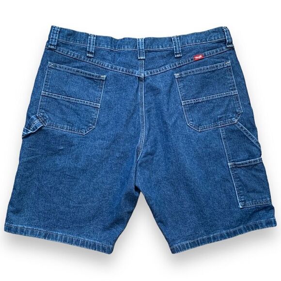 Vintage Wrangler Shorts Medium Wash Baggy Denim Carpenter Utility Denim Jorts - Picture 1 of 11